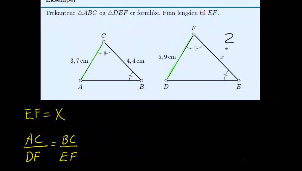 β00250: Formlikhet og bruk av likning som løsningsmetode