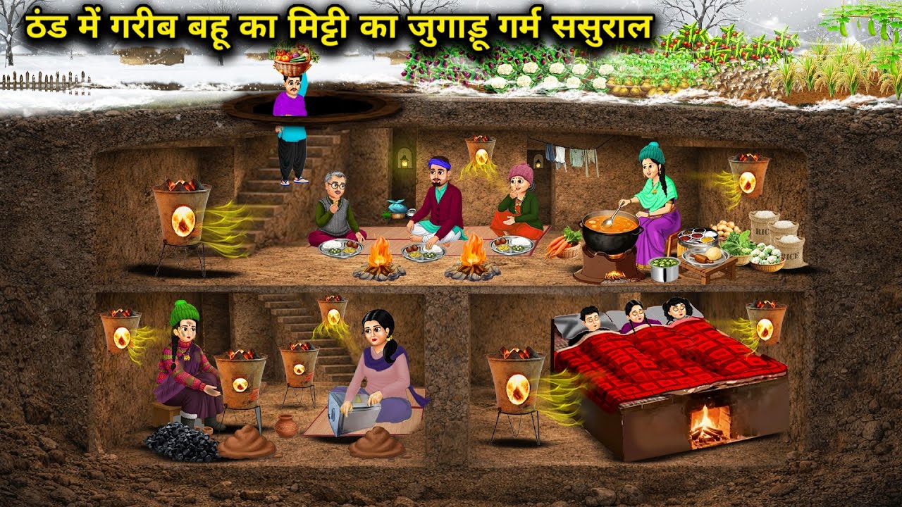 ठंड में गरीब बहू का मिट्टी का जुगाड़ू गर्म ससुराल || Poor Daughter-In-Law Clay Jugad | Cartoon Video