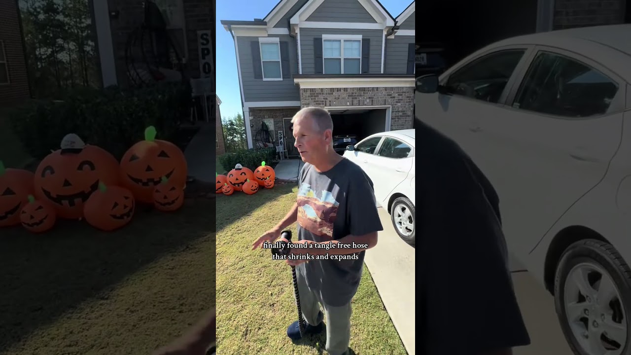 This hose shrinks when off & expands when on – never kinks or tangles! 