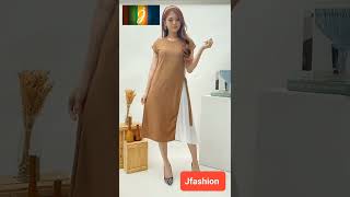 Dress sleeves tanpa lengan wanita gaya korea kombinasi bahan - Jfashion Azalea