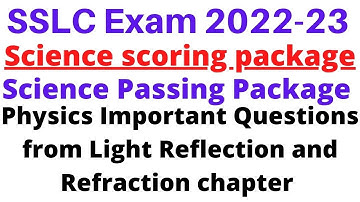 SSLC Science Passing package Physics Light reflection & refraction important questions for exam 2023