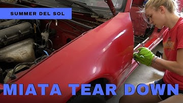 Tearing down a Miata with hand tools Pt.2! (Exocet Build)