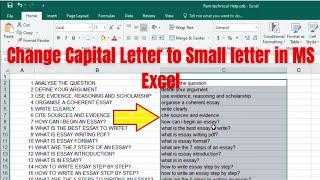 How to Change Uppercase Letter to Lowercase in Excel | How to Change Caps to Lowercase in Excel