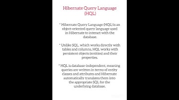 Hibernate Query Language (HQL) #hibernatequrylanguage #hql #hibernate #java