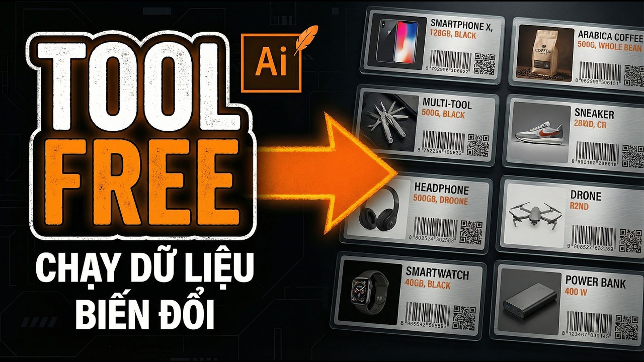 TOOL FREE | Chạy Dữ Liệu Biến Đổi Tem Nhãn + Barcode - YouTube