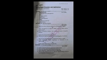 Management Principles & Applications Previous Question Paper BG 3rd Sem 2022 BCA Kashmir University