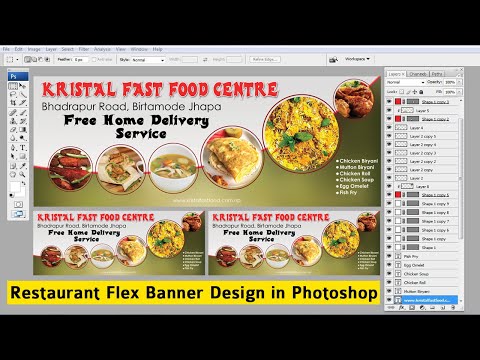 Restaurant Flex Banner Design in Adobe Photoshop cs || Food Flex Banner Design in Adobe Photoshop