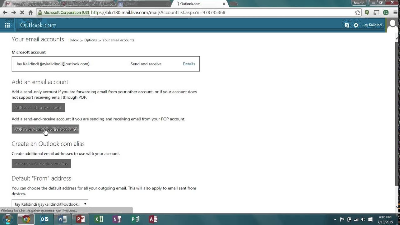 How to import your Gmail account to your Outlook account - YouTube