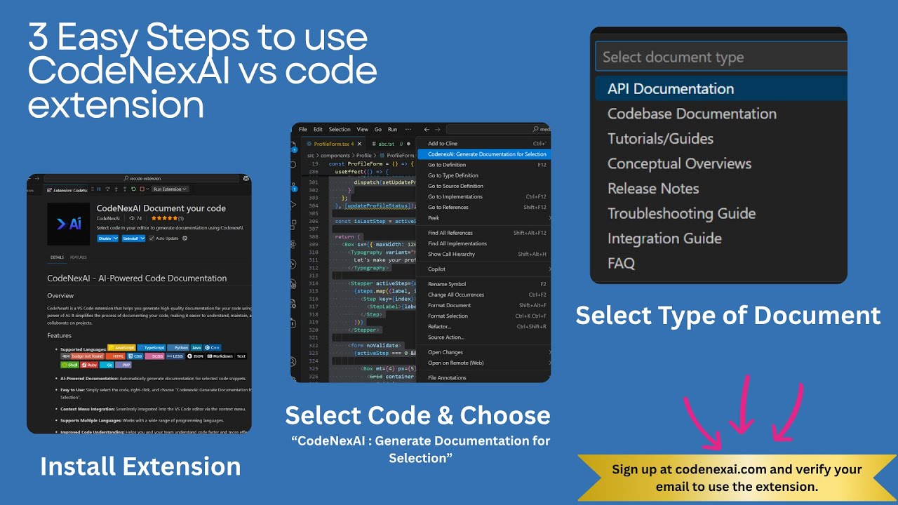 How to use CodeNexAI VS Code Extension | In-Editor Smart Code Doc ...