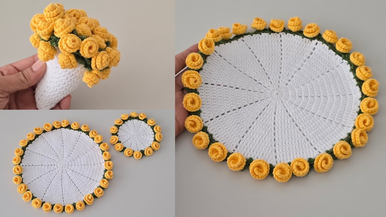 Gül Buketli Tığ İşi Supla Yapımı 🌹 Kolay ve Zarif Örgü Modeli