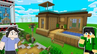 Building a MODERN WOODEN HOUSE in Minecraft