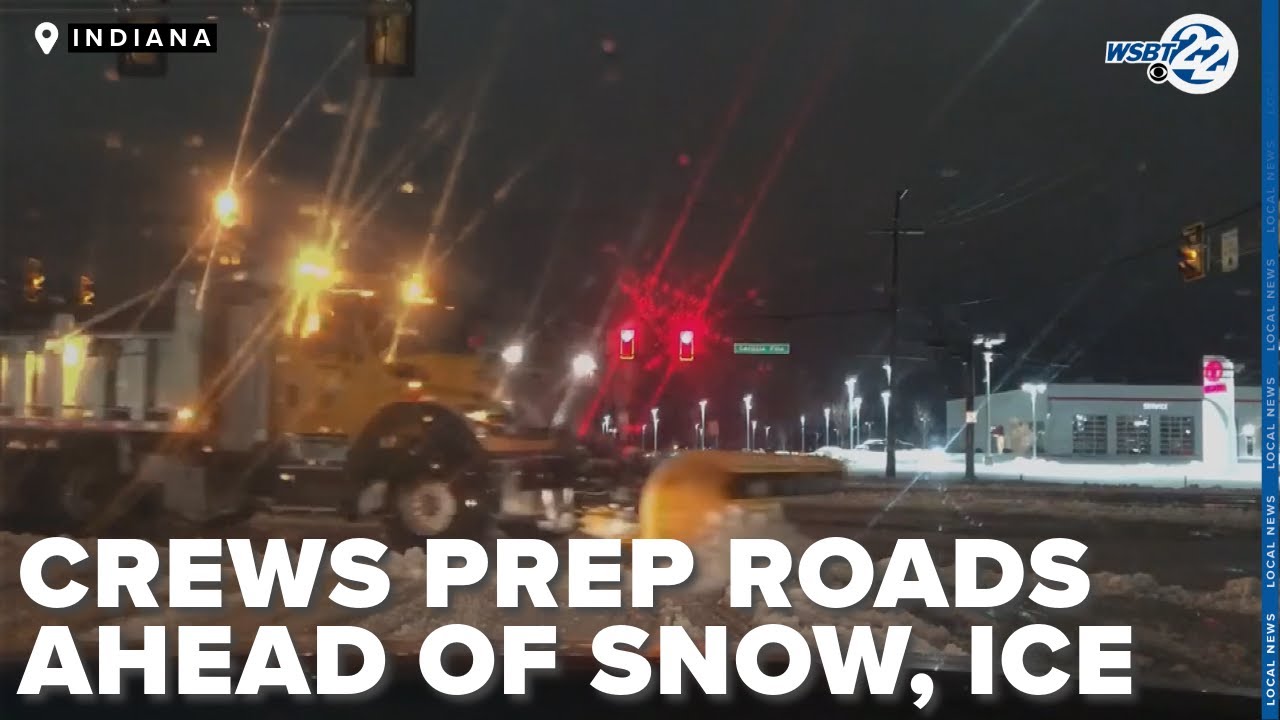 Crews prep roads ahead of snow, ice in Indiana and Michigan - YouTube