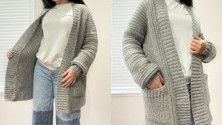 Crochet Classic Ribbed Long Cardigan Tutorial