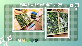 Cozy Art Video | Paint with Me  Little Greeneries  | Part. 01
