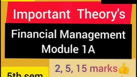 Financial Management | 5th sem| module 1A | important theory |Bcom | Exam special | Viswa Teaching