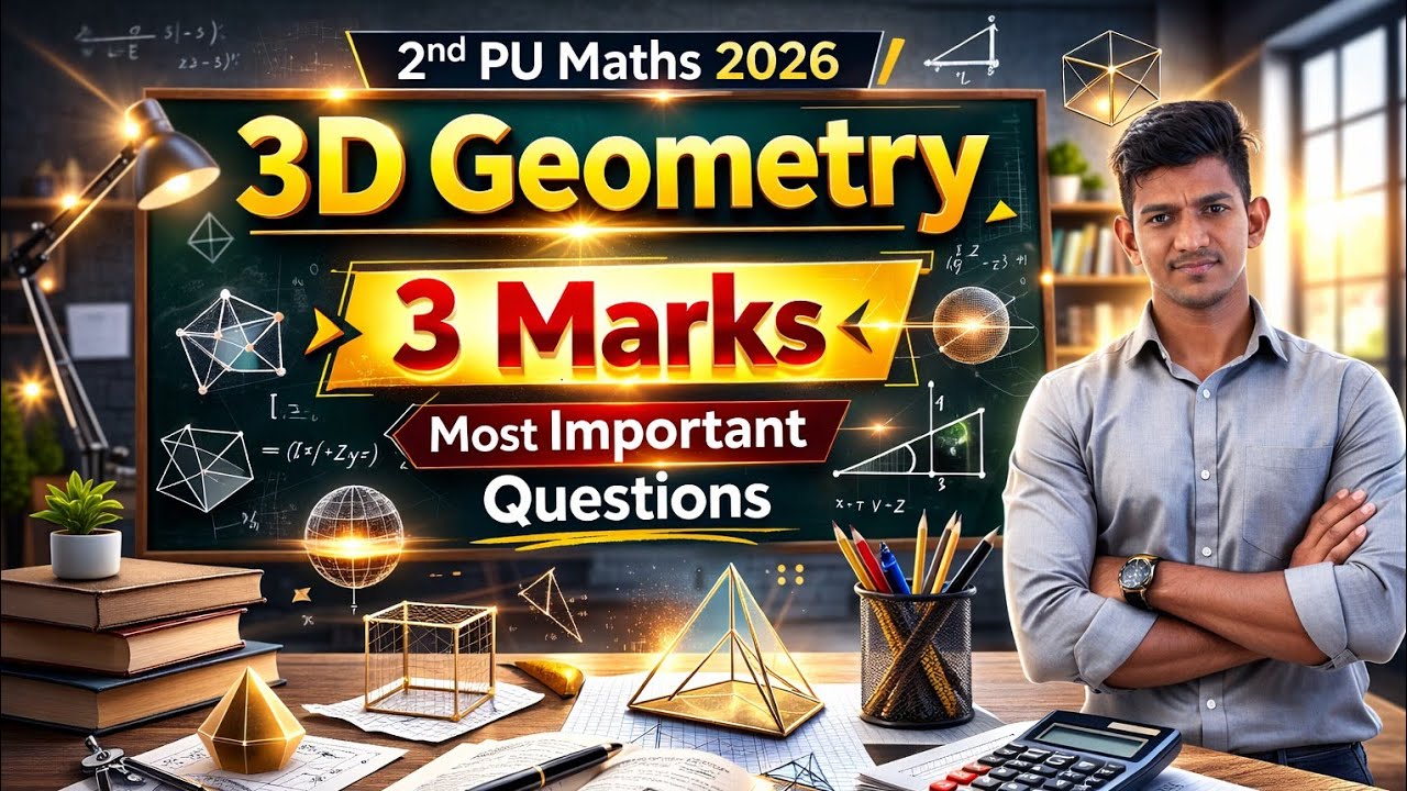 3D Geometry 3 marks most important questions 2nd PU Maths for Annual Exam in kannada