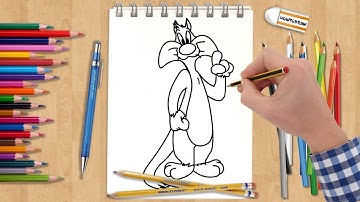 Sylvester Cat Drawing - How to draw Sylvester Cat - How to draw Looney Tunes Characters