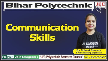 #06 SBTE ( BIHAR) Polytechnic 1st Semester First Year Communication Skills || JE CLASSES Meerut