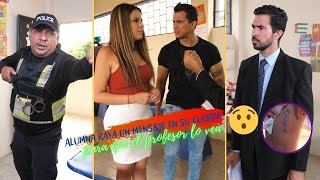 Alumna raya un mensaje en su cuerpo para que el profesor lo vea  😭😱