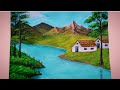 Beautiful Riverside village scenery landscape painting tutorial for beginners| Village house Acrylic