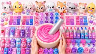 Slime ASMR Satisfactorio 🌈 DIY Slime Rosa Mezclando Objetos Aleatorios Y Maquillaje