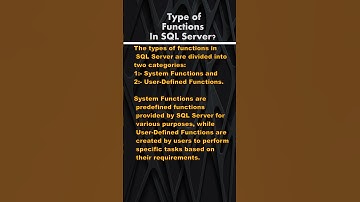 Type of Functions In SQL Server | #sql ,#sqlserver ,#database