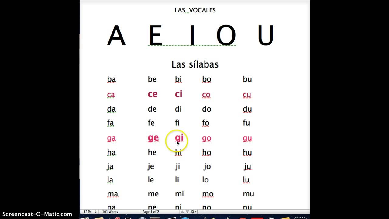 Silabas Con Vocales Silabas Con Vocales