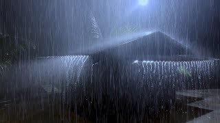 HEAVY RAIN on Roof for Deep Sleep & Insomnia Relief | Night Thunderstorm for Insomnia, Study, Relax