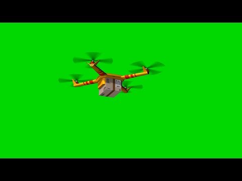 Drone delivering a cardbox - green screen - free use @bestgreenscreen