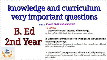 Knowledge and curriculum important questions B.Ed 2nd year