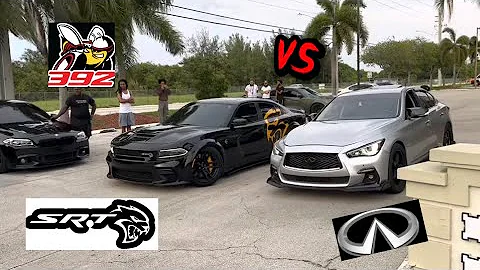 2020 WIDEBODY HELLCAT vs 2019 FBO E85 Tune Q50 3.0t vs Scatpack,Pure stage 2 turbo Q50 and More‼️
