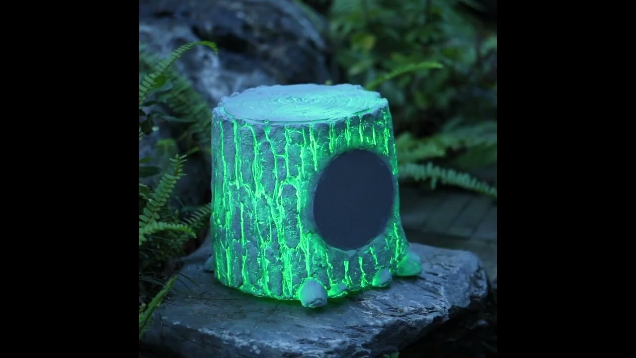QI004874 - Gardenised Tree Stump and Log-Style Audio Speaker Multi