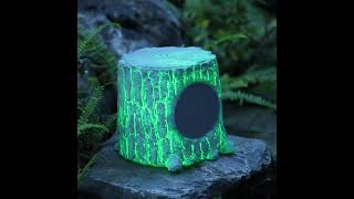 QI004874 - Gardenised Tree Stump and Log-Style Audio Speaker Multi-Color LED Light USB Rechargeable