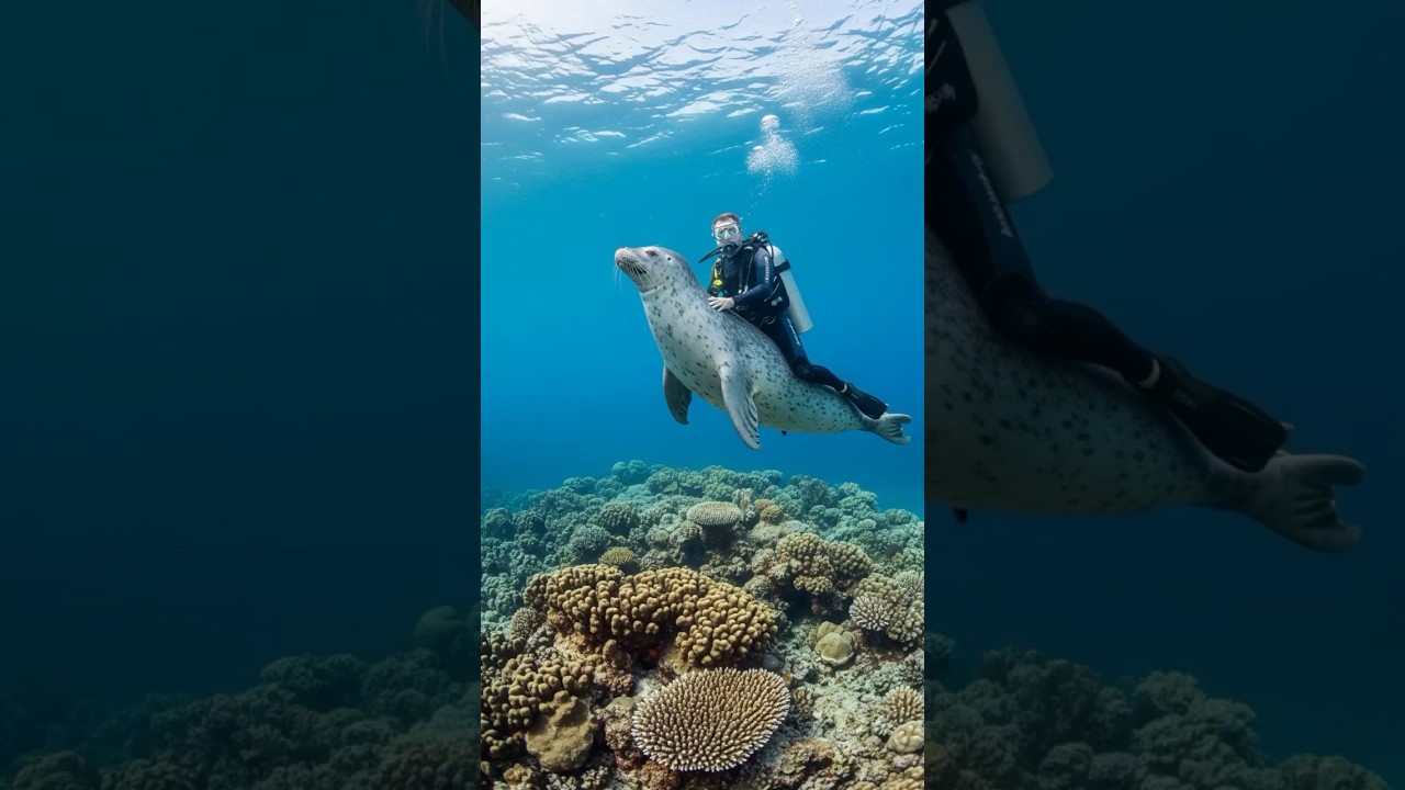 Scuba Diver Rescues Young Seal Trapped in Fishing Net 