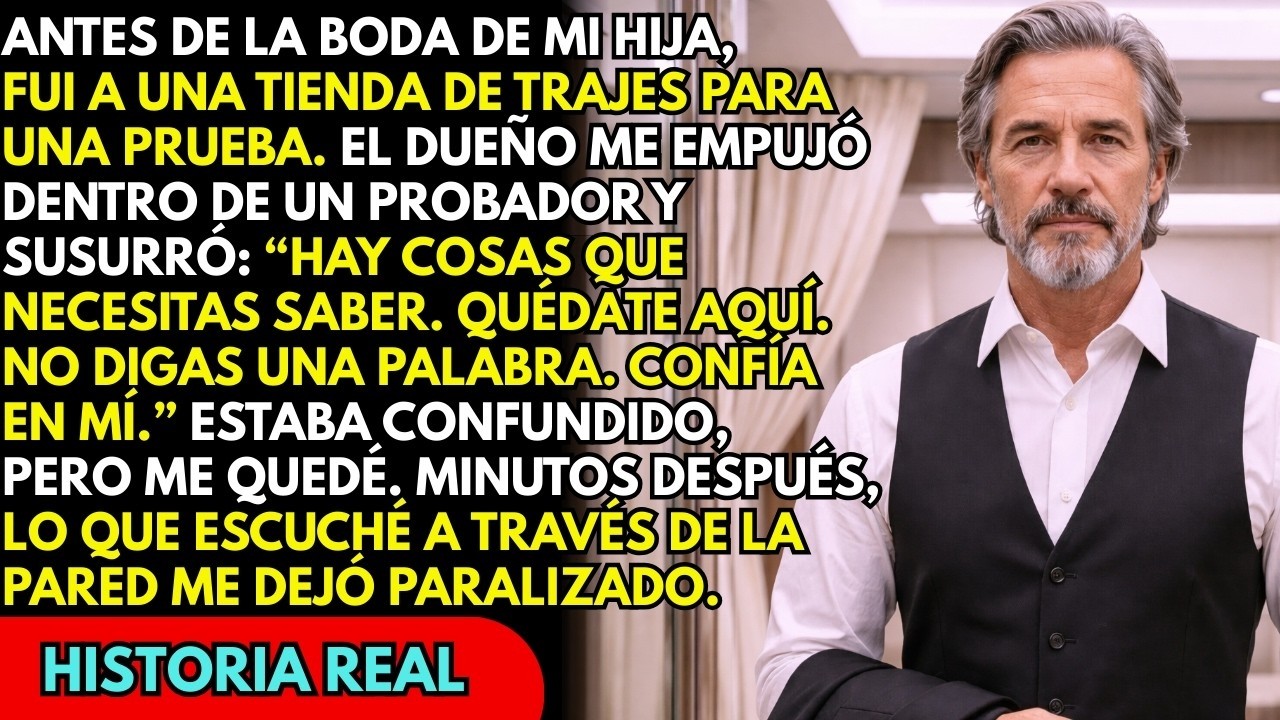 Escóndete en el probador, susurró el dueño antes de la boda de mi hija… 5 min después y lo que oí!!!