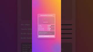Glassmorphism CSS Generator in JavaScript & Tailwind CSS | #Shorts