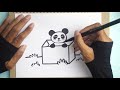Cara Menggambar  Panda yang simpel | Belajar Menggambar Panda dengan mudah ✍🏼