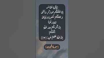 سورة الحجرات الآية ١٣ بصوت الشيخ محمد صديق المنشاوي