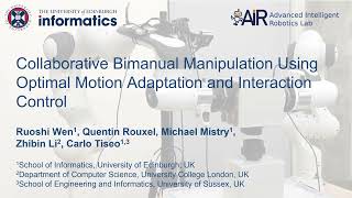 Collaborative Bimanual Manipulation Using Optimal Motion Adaptation and Interaction Control