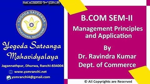 Lecture-03 | B.Com. Sem-02 | Introduction to Management By Dr. Ravindra Kumar | YSM