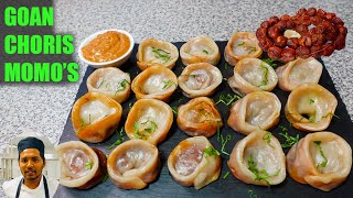Goan Choris Momo's with Goan Choris Recheado Mayo Dip | Goan Pork Sausage Momo's | Ivon's Kitchen