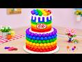 Oddly Satisfying Mini Cake Receita 🌈 Fantasy Rainbow Fondant Cake in Mini Kitchen 🍰