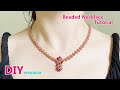 Seed beads chain necklace, Bicone pendant, How to make beaded jewelry totutial