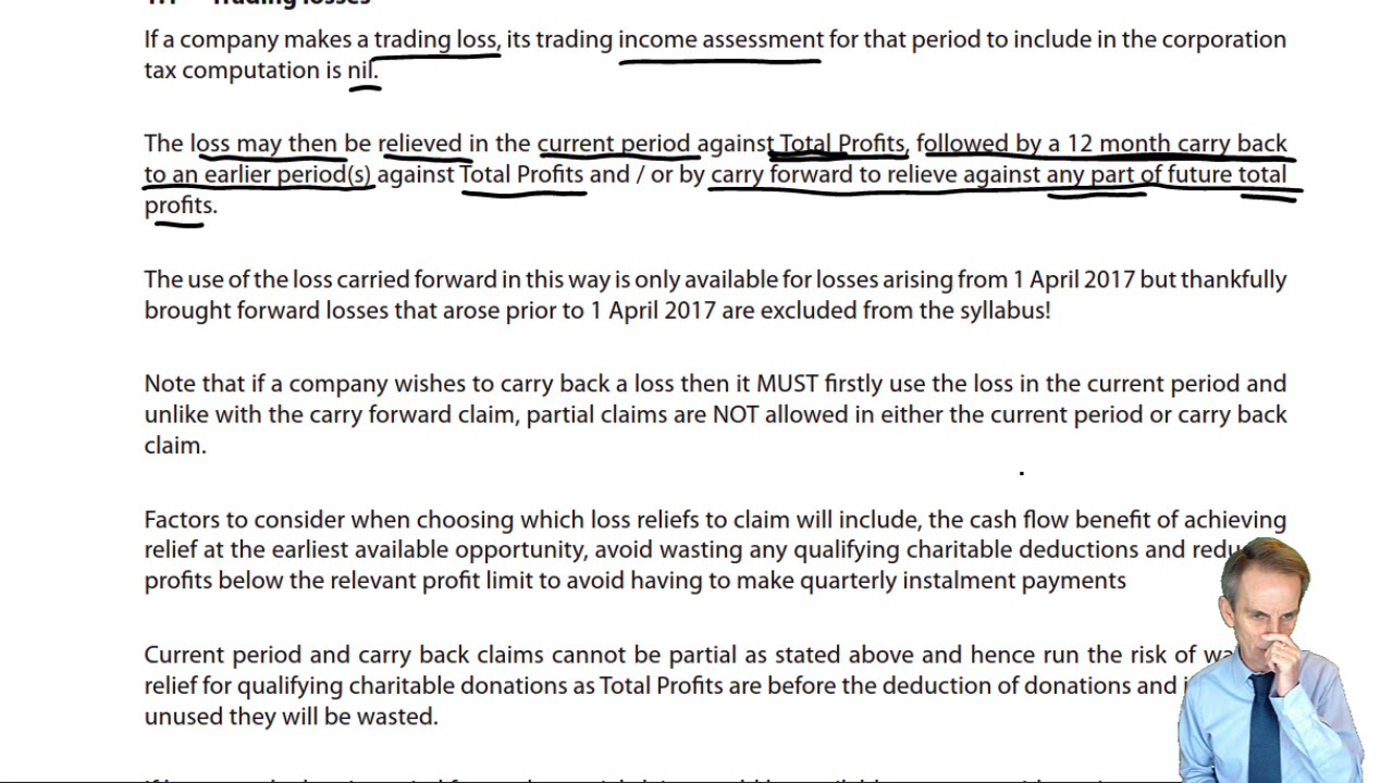 Introduction to Trading loss reliefs – ACCA Taxation (TX-UK)