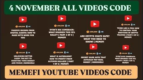 Memefi all video codes today 04 November | Memefi youtube video code I memefi video code today |