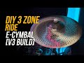 [V3] DIY 3 Zone Ride E-Cymbal (Underside Setup)