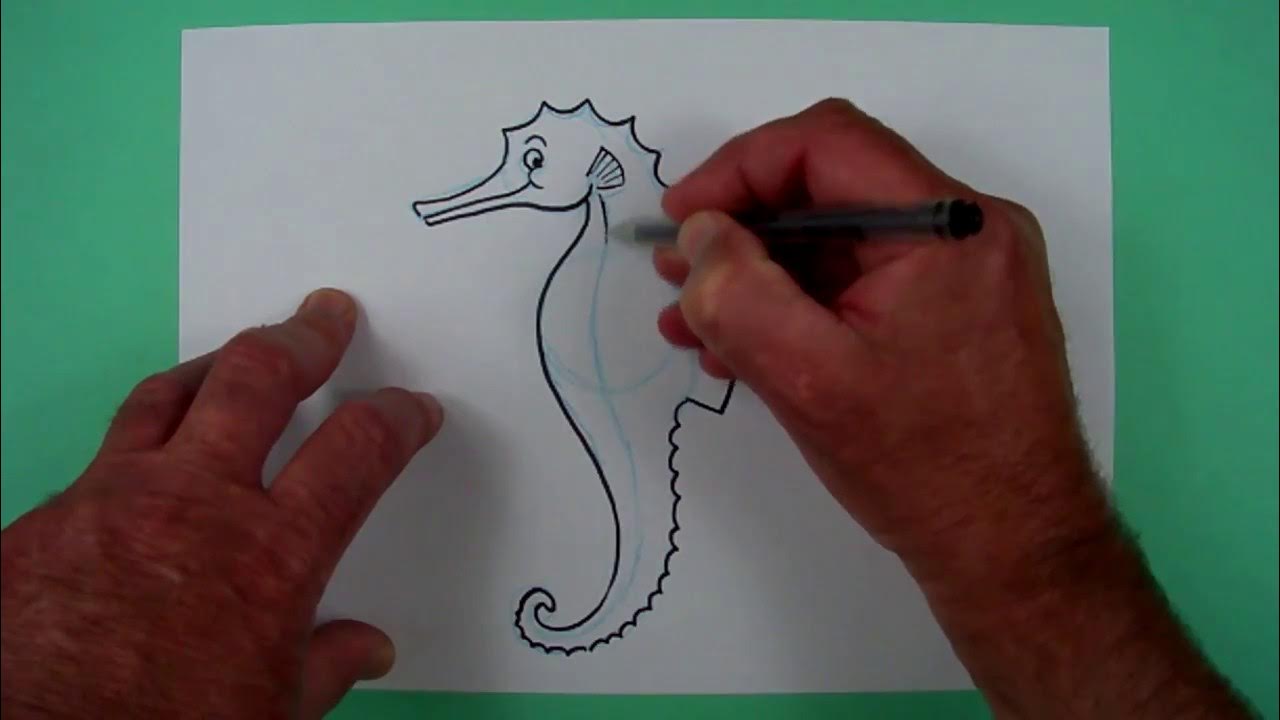 Wie zeichnet man ein Seepferdchen? Zeichnen für Kinder - YouTube
