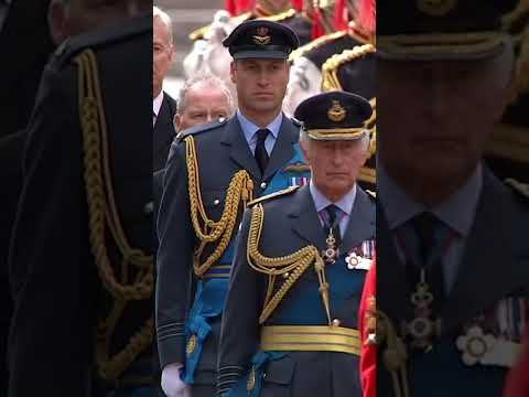 The King and Princes Reunite for Queen's Coffin Procession