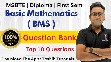 Basic Mathematics Diploma Sem 1 Important Questions | K SCHEME | BMS |  Toshib Tutorial M1