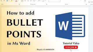 How to Add Bullet Points in MS Word || MS Word for Beginners